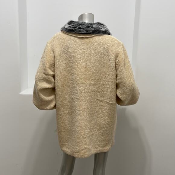 Vintage 90's Side Effects Beige  Knit Sweater Cardigan  Open Front  Size XL - Picture 2 of 14
